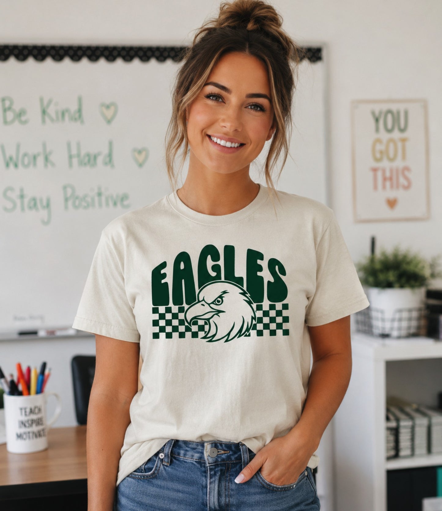 Checkered Eagles Spirit Tee -Northside
