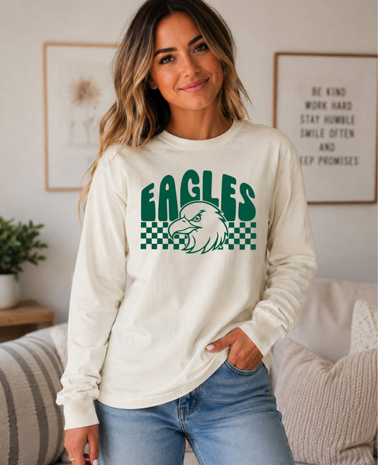 Checkered Eagles Spirit Long Sleeve Tee -Northside