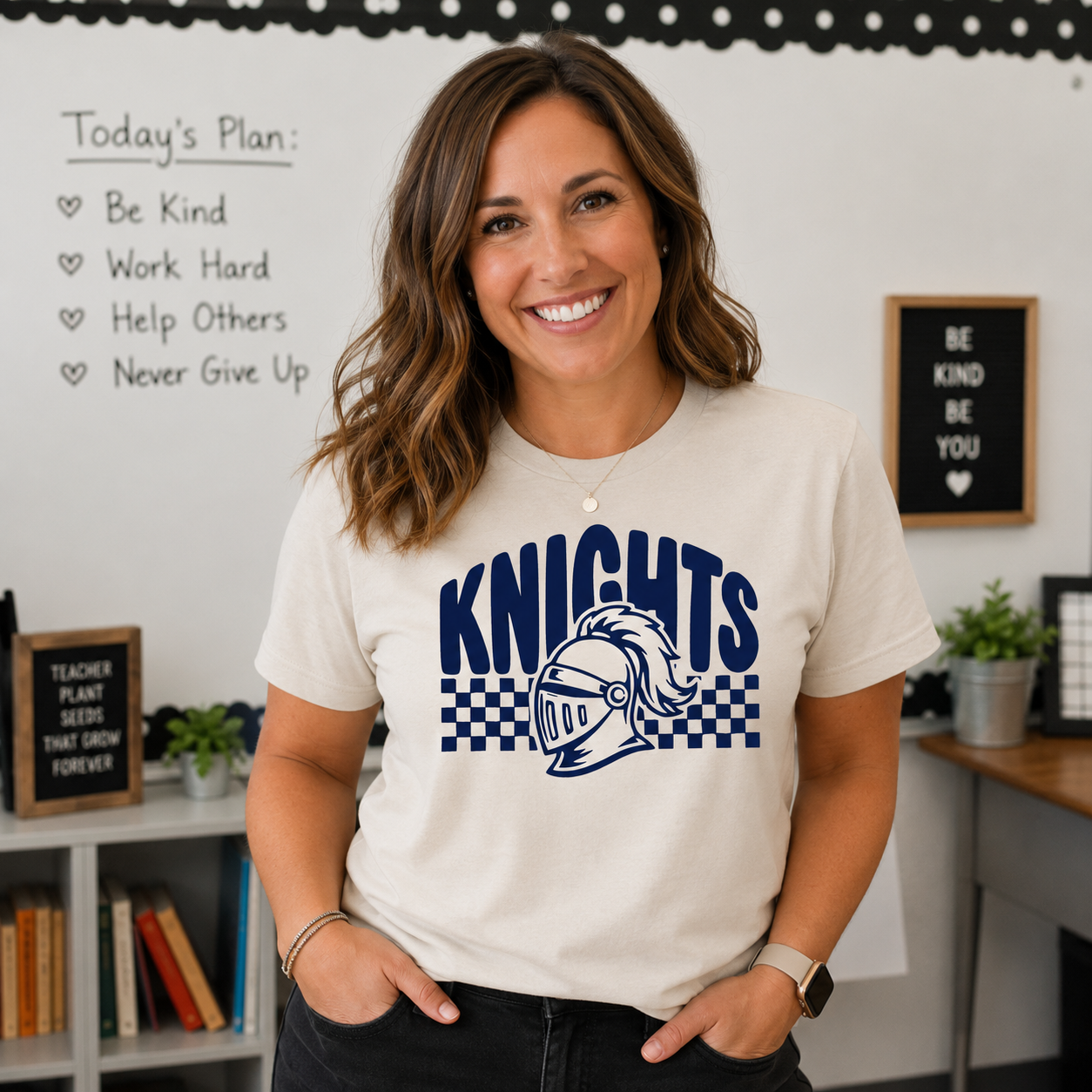 Checkered Knights Spirit Tee- Castle Heights