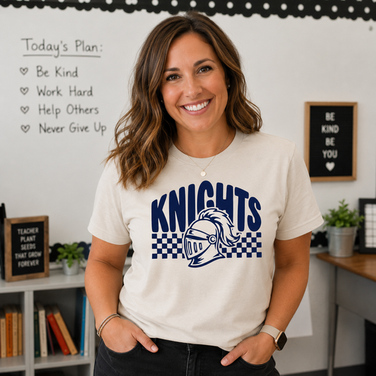Checkered Knights Spirit Tee- Castle Heights