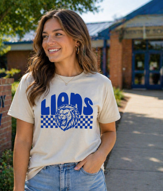 Checkerboard Lions Spirit Tee