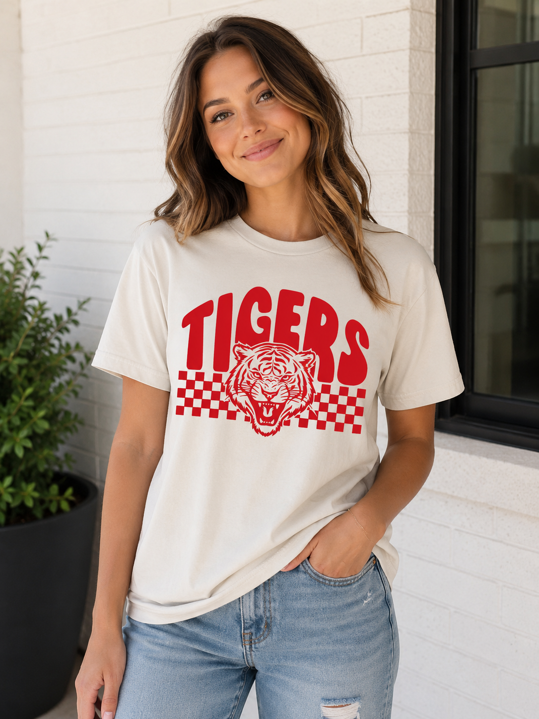 Checkered Tigers Spirit Tee - Sam Houston