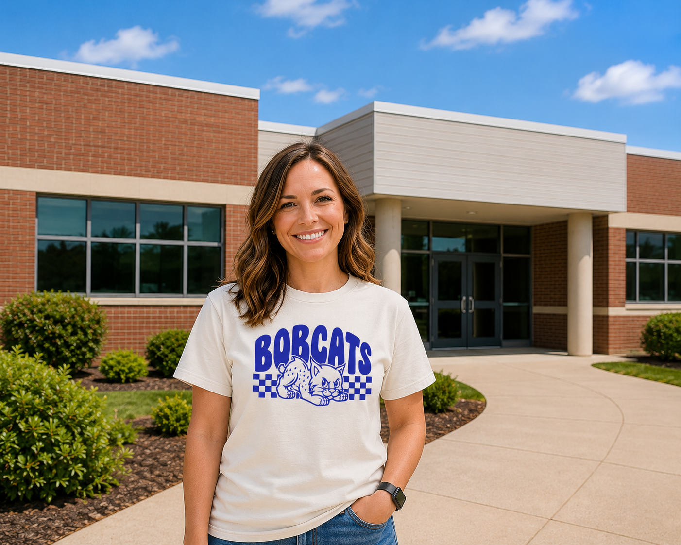 Checkered Bobcats Spirit Tee