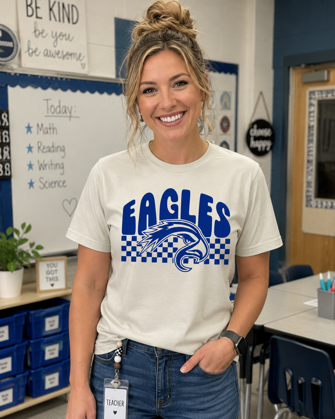 Checkered Eagles Spirit Tee- Lakeview Elementary