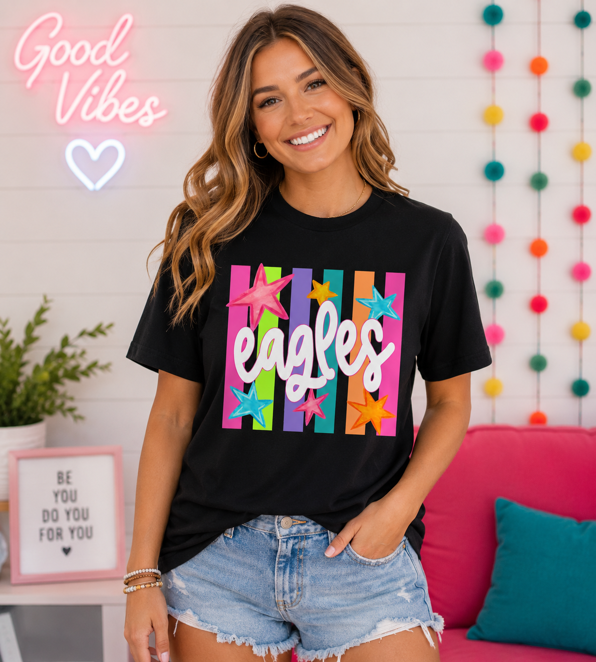 Color Pop Eagles Tee