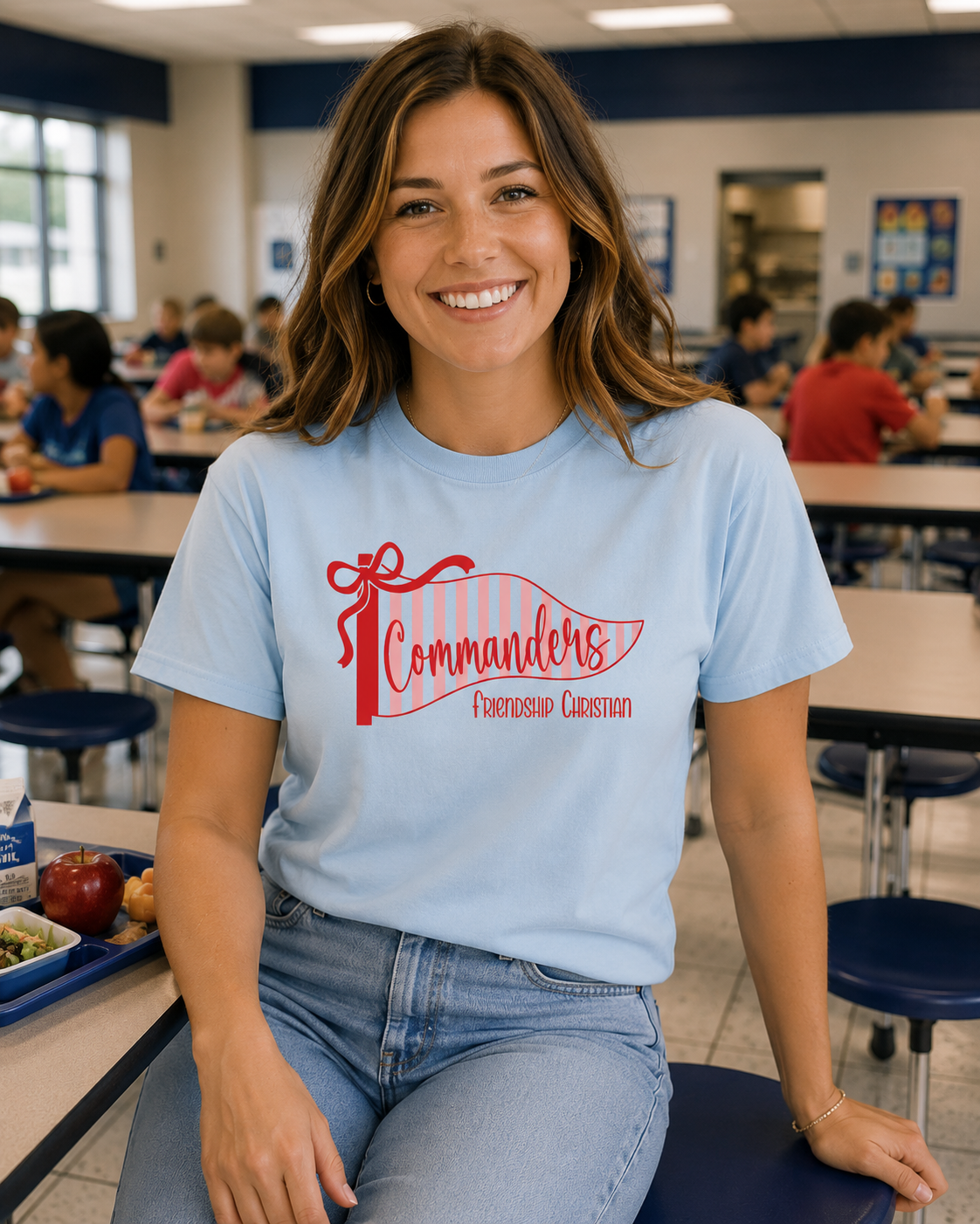 Commanders Striped Pennant Comfort Colors Tee