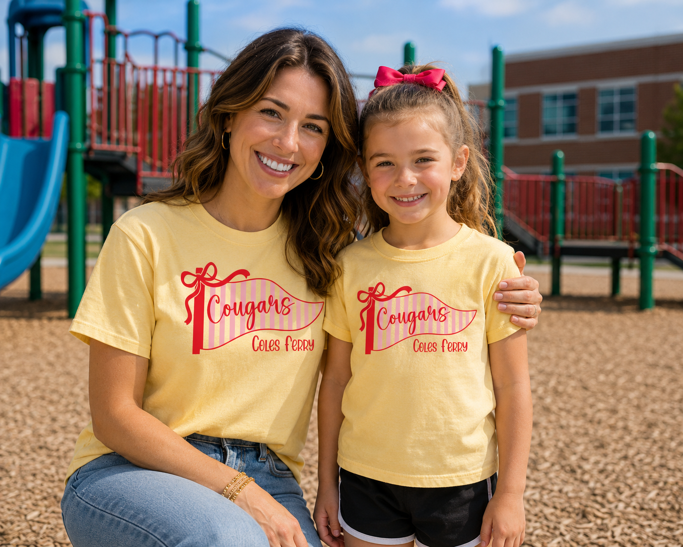 Cougars Striped Pennant Comfort Colors Tee