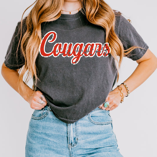 Cougars Distressed Boxy Crop Tee