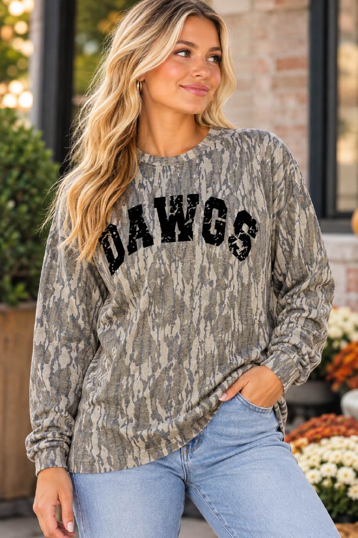 Dawgs Mossy Oak Bottomland Camo Long Sleeve Tee-PRE ORDER