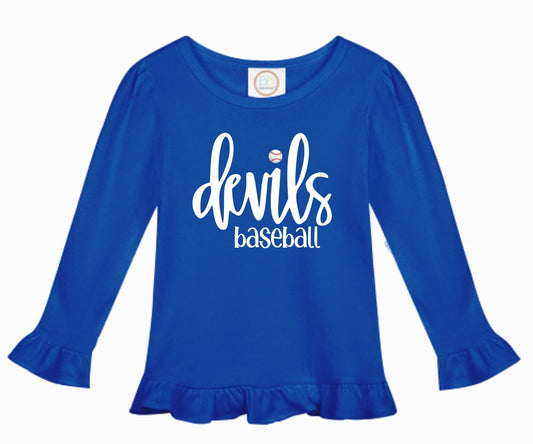 Devils Baseball Ruffle Top