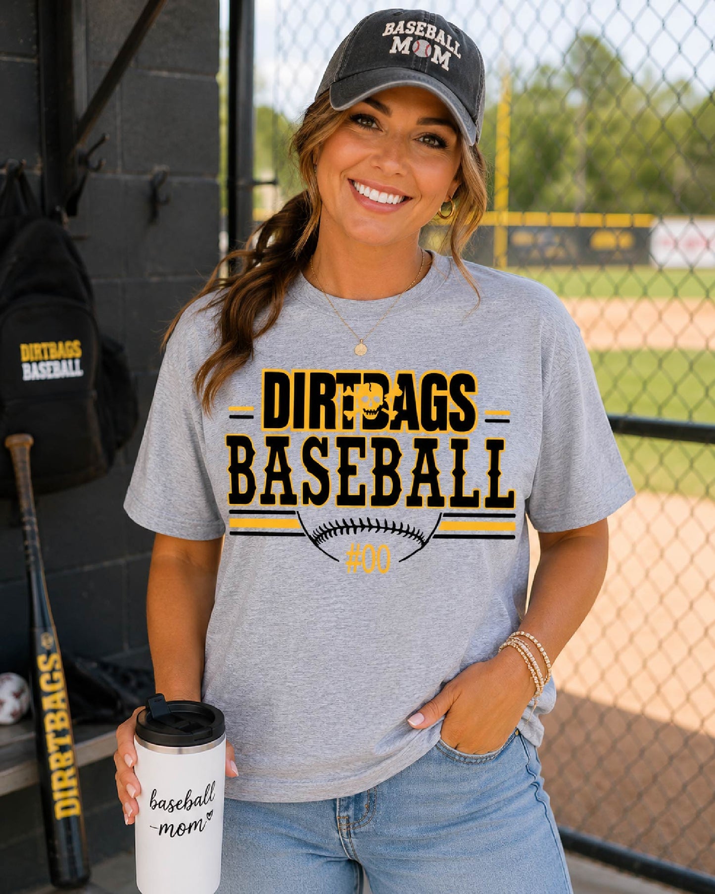 Custom Dirtbags Baseball Spirit Tee | Personalized Baseball Mom Shirt | Game Day Shirt with Player Number