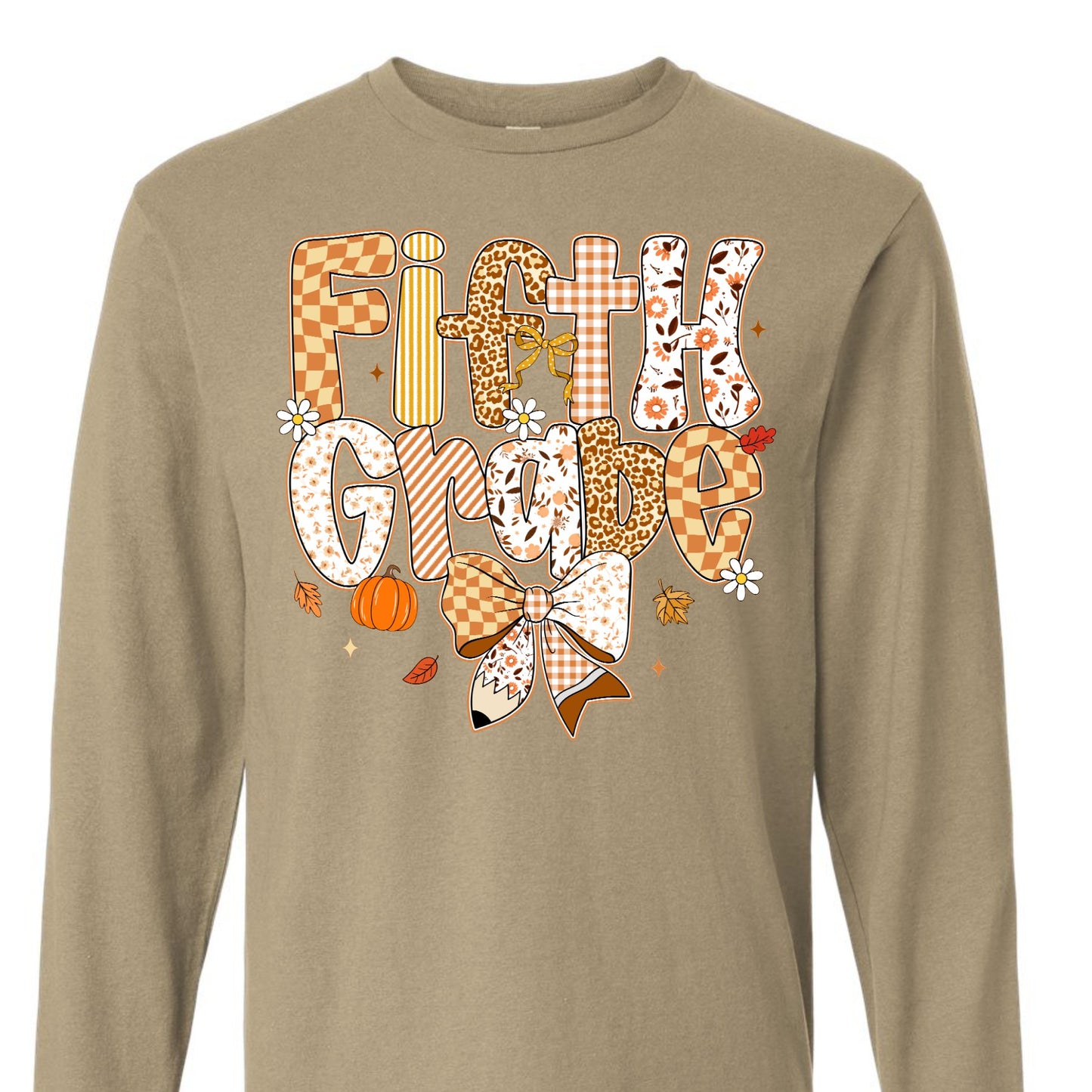 Fall Preppy Fifth Grade Long Sleeve Tee