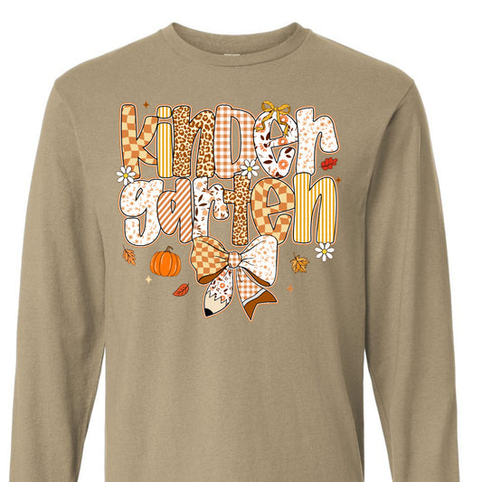 Fall Preppy Kindergarten Long Sleeve Tee