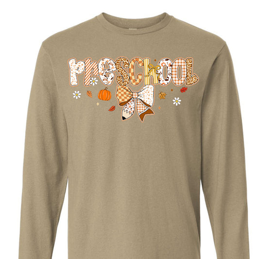 Fall Preppy Preschool Long Sleeve Tee