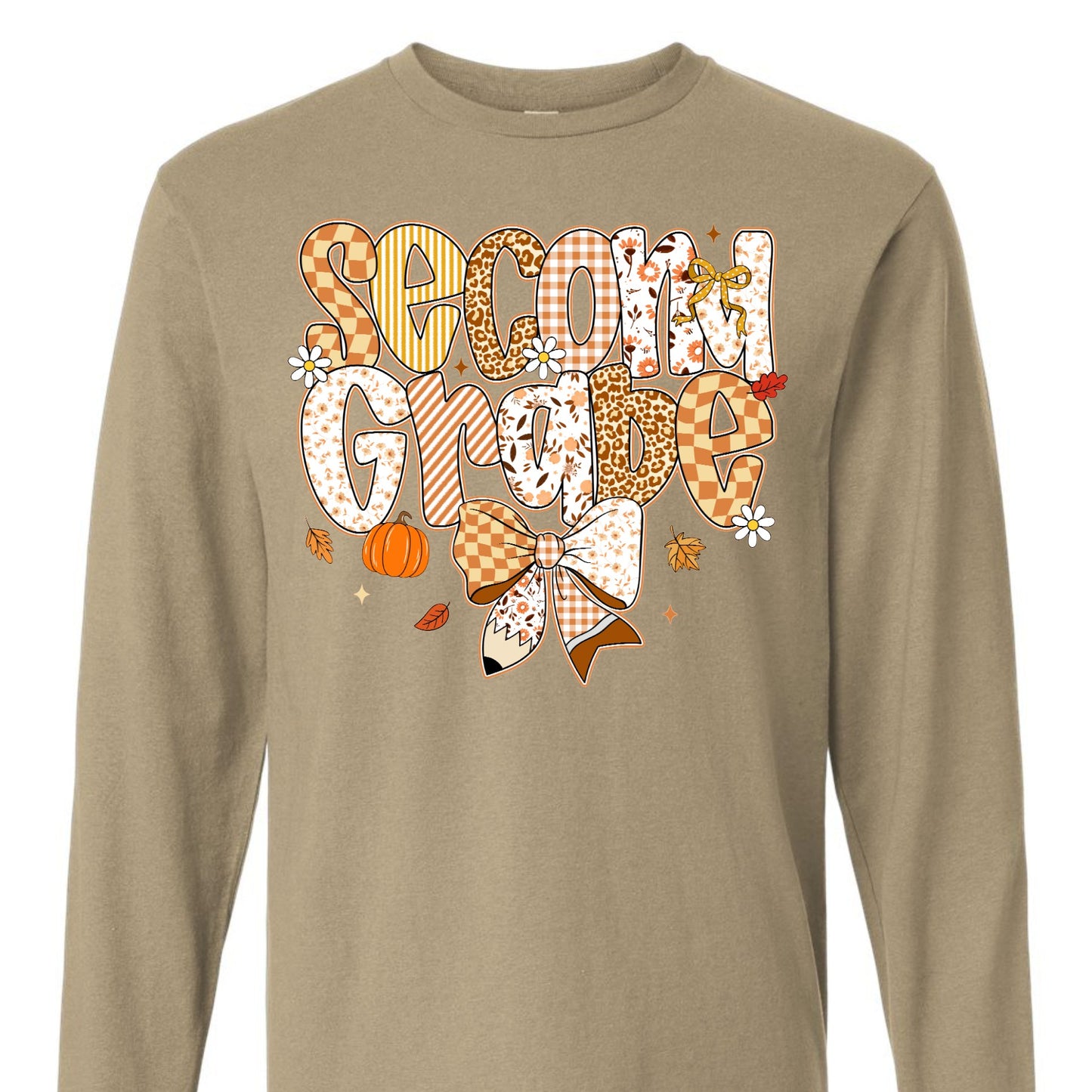 Fall Preppy Second Grade Long Sleeve Tee