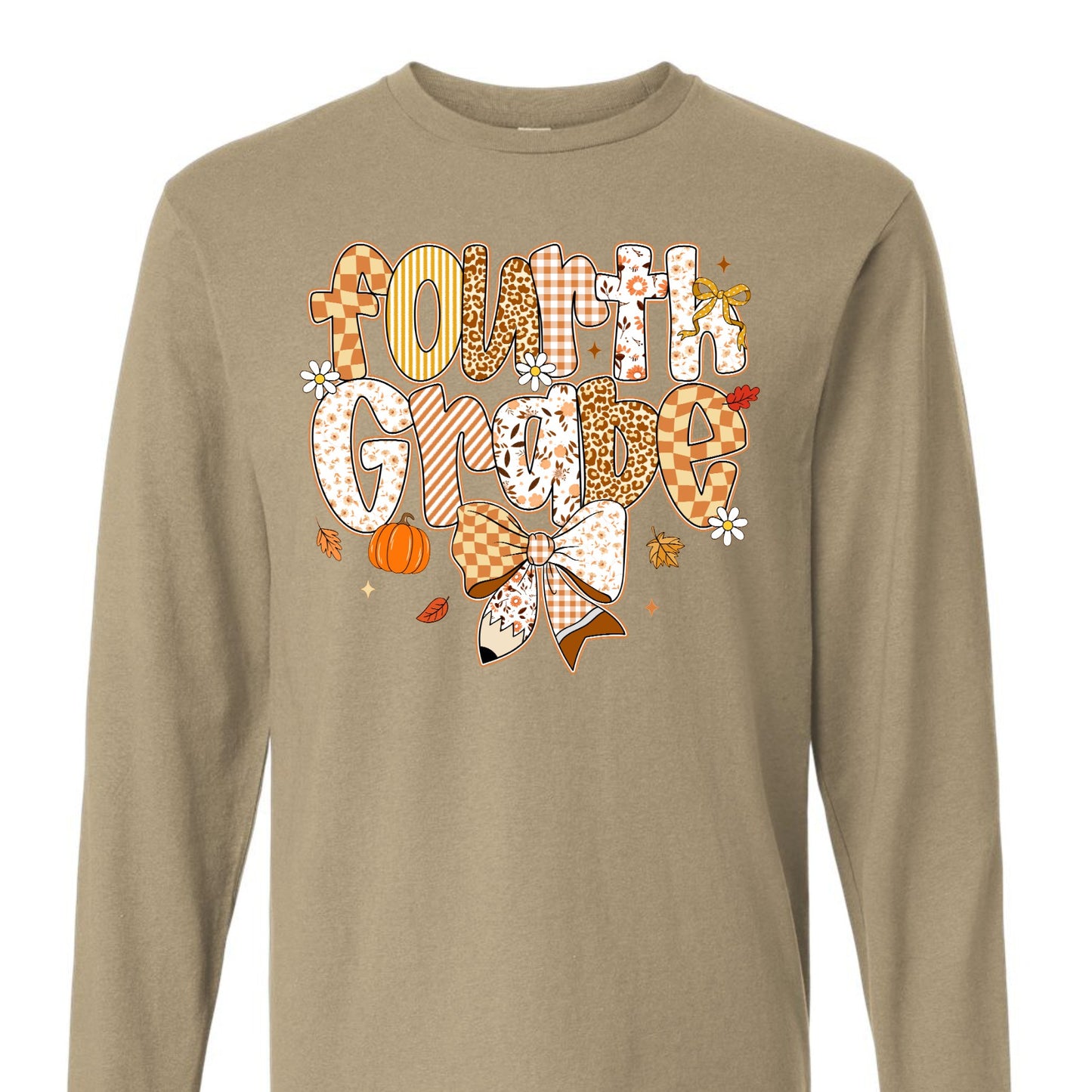 Fall Preppy Fourth Grade Long Sleeve Tee