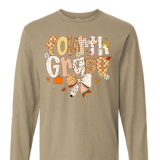 Fall Preppy Fourth Grade Long Sleeve Tee