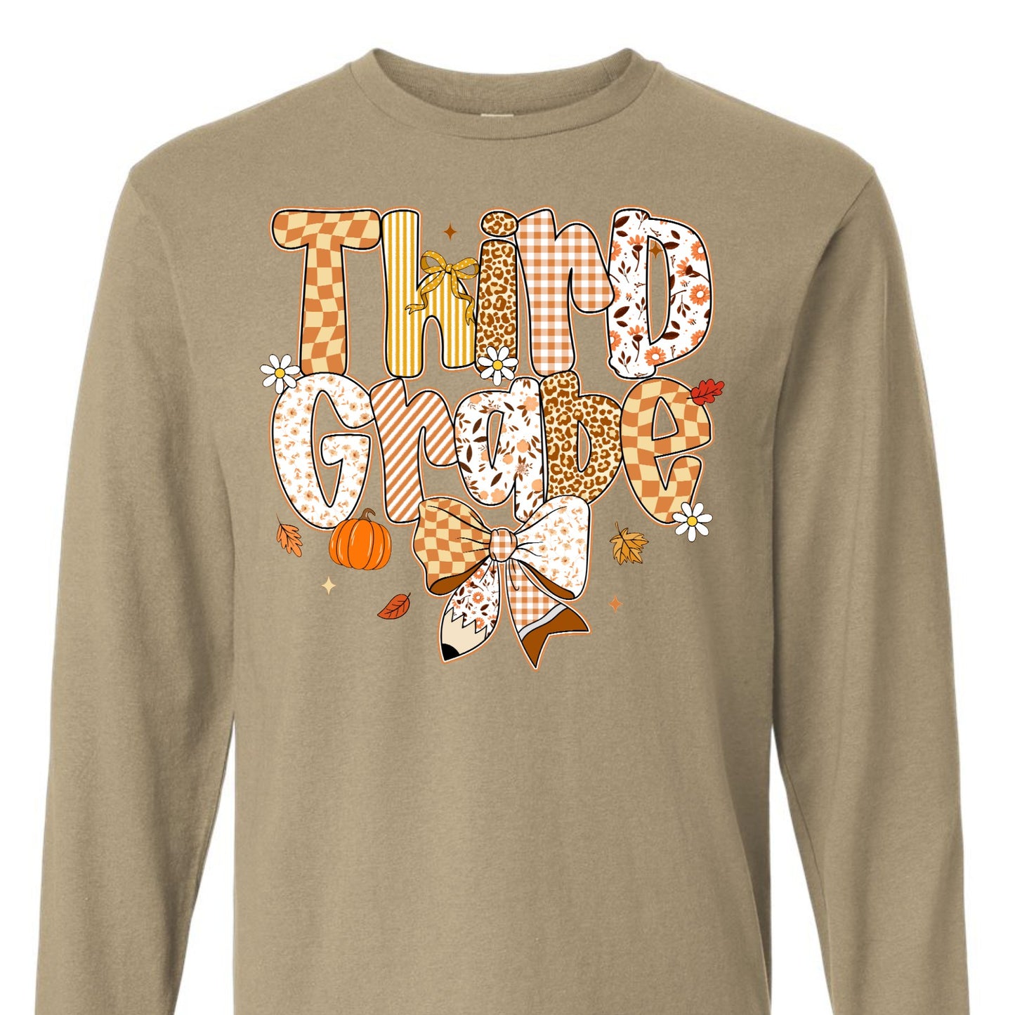 Fall Preppy Third Grade Long Sleeve Tee