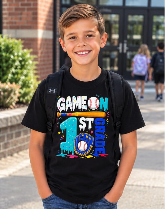 Game On 1st Grade Baseball Tee