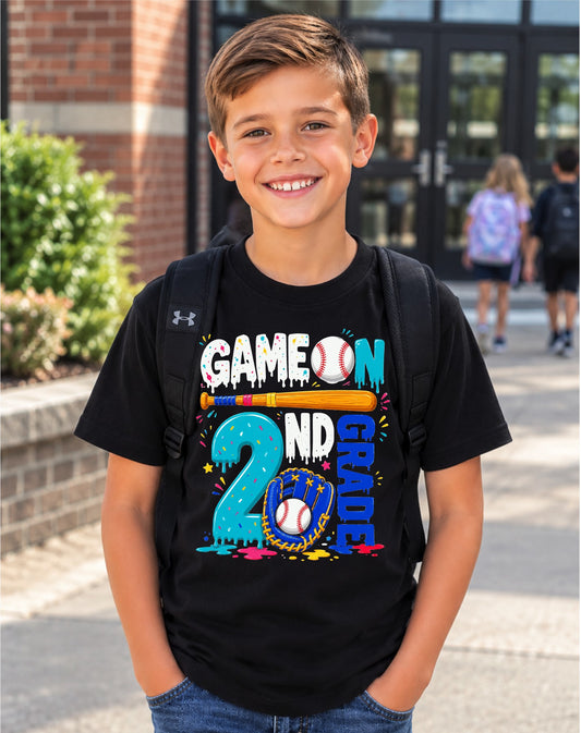 Game On 2nd Grade Baseball Tee
