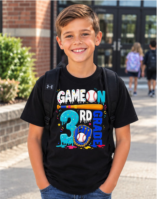Game On 3rd Grade Baseball Tee