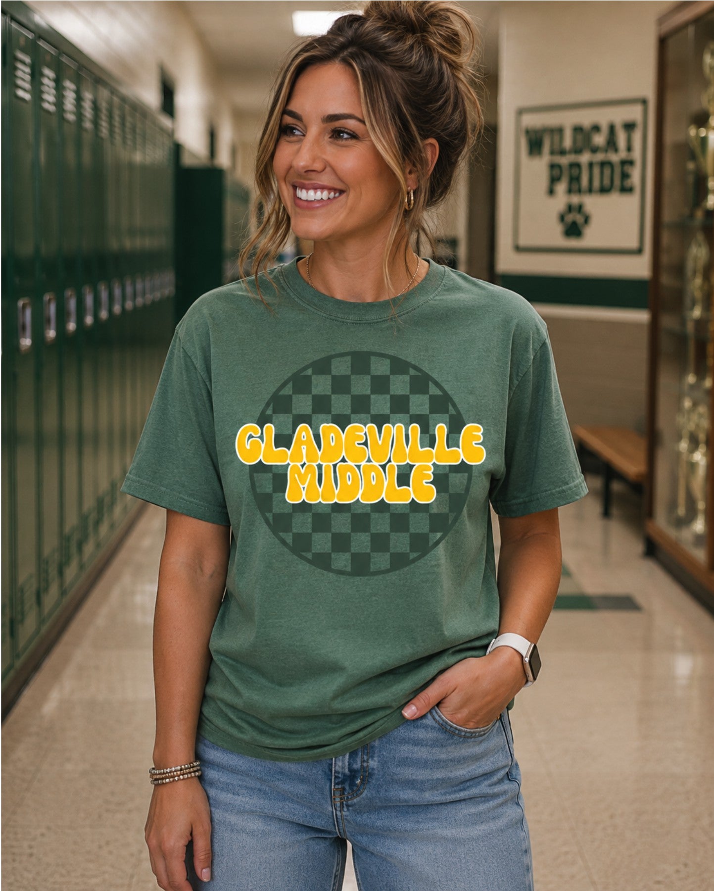 Gladeville Middle Retro Checkered Tee