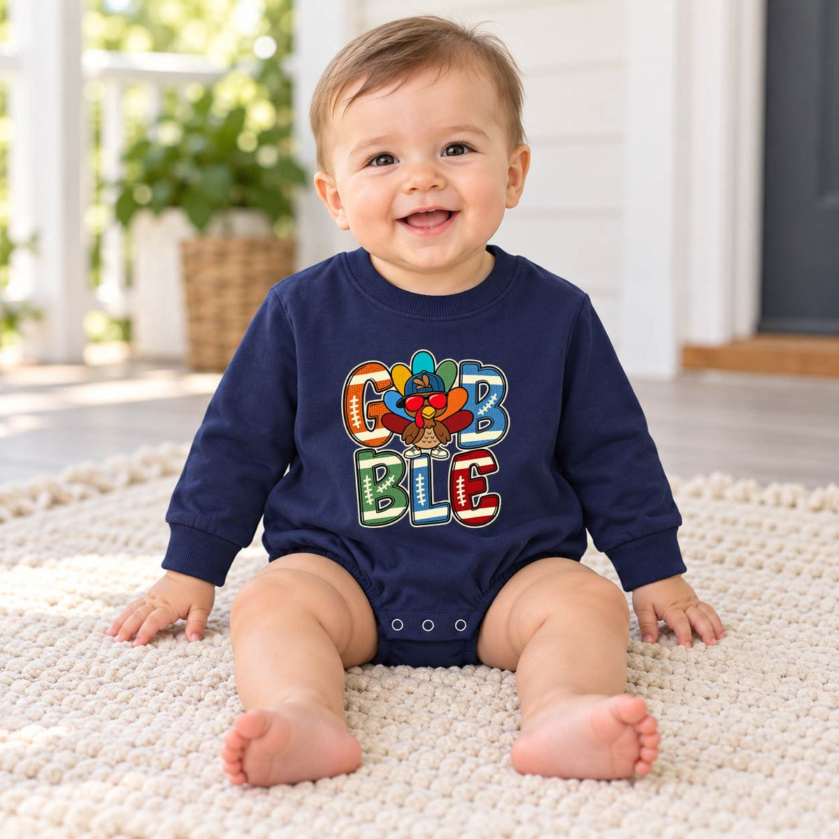 Gobble Football Turkey Bubble Romper