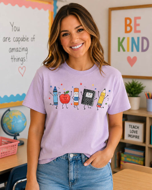 Happy School Supplies Teacher Tee