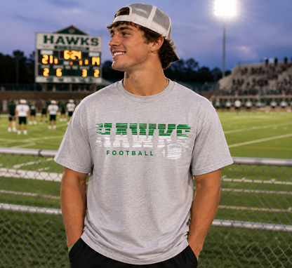 Hawks Football Distressed Stripe Game Day Tee