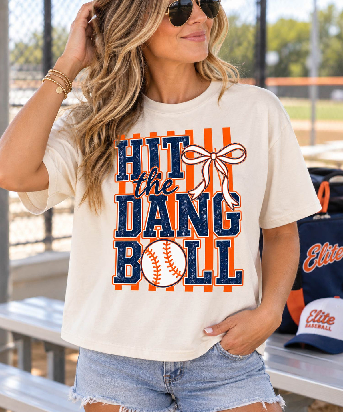Hit the Dang Ball Baseball Mom Crop Tee