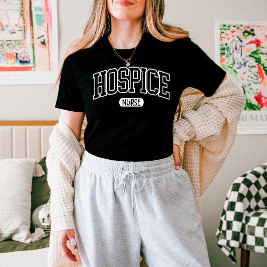 Hospice Nurse Varsity Tee
