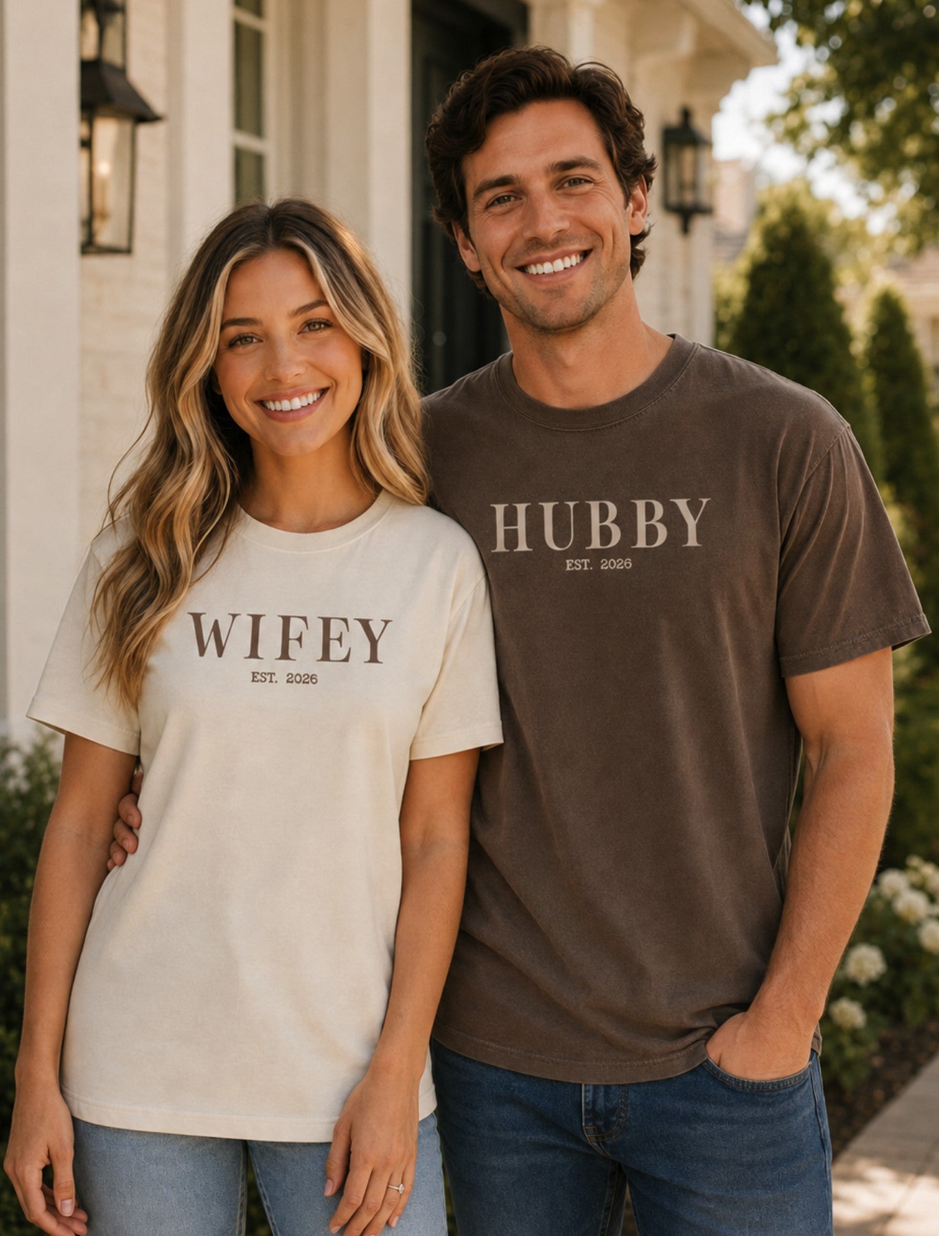 Hubby & Wifey Matching Newlywed Tees