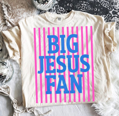 Big Jesus Fan Puff Print Comfort Colors Tee