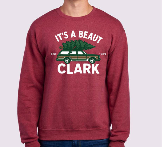 It's a Beaut Clark sweatshirt