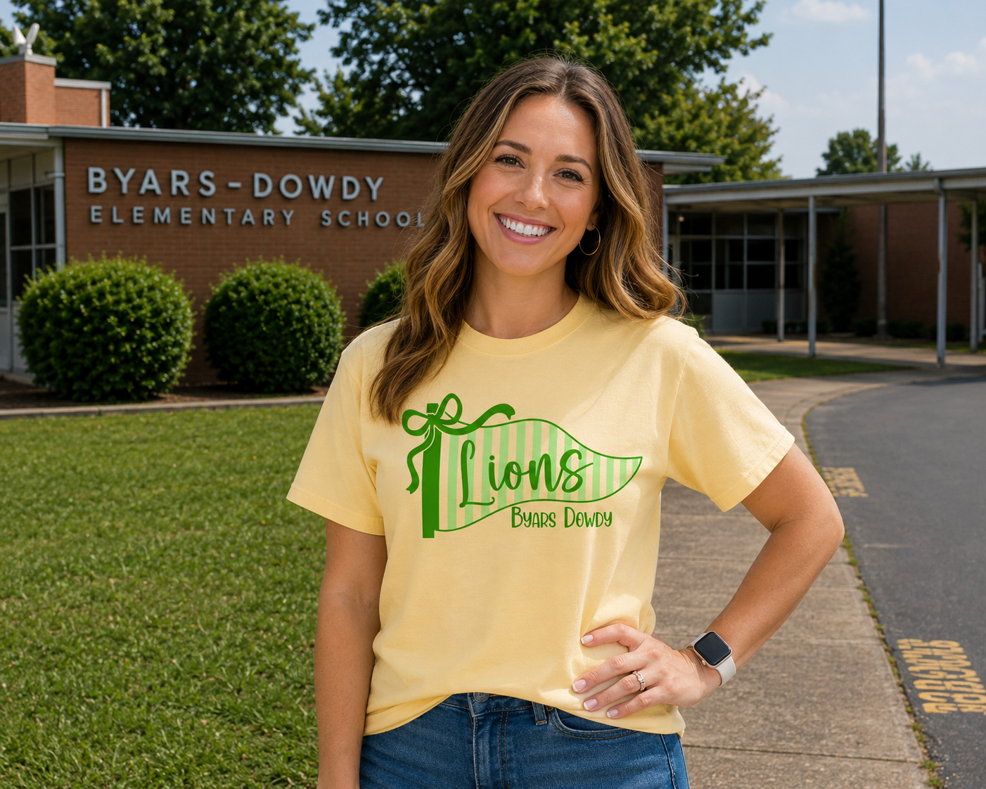 Lions Striped Pennant Comfort Colors Tee