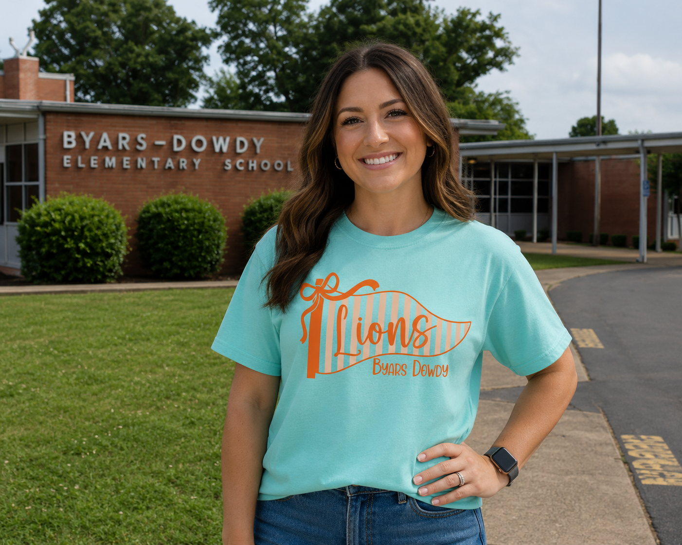 Lions Striped Pennant Comfort Colors Tee