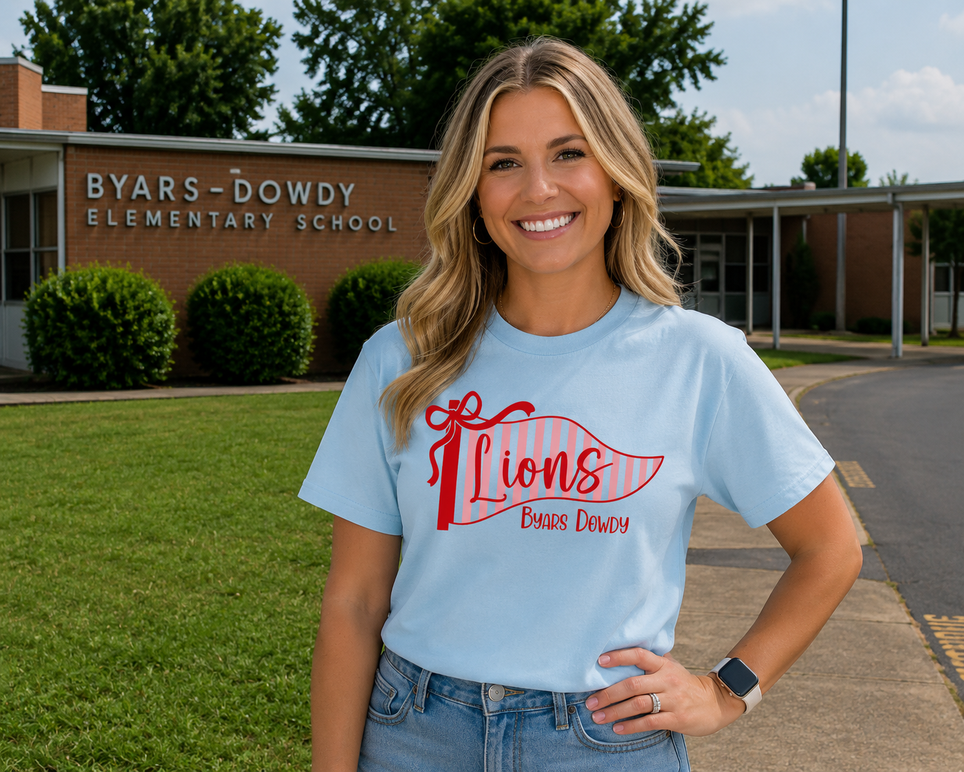 Lions Striped Pennant Comfort Colors Tee