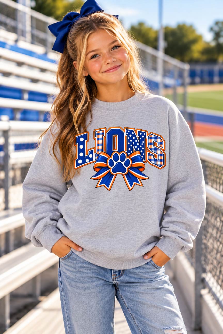 Lions Pep Rally Bow Sweatshirt