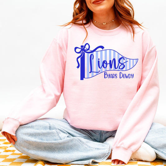 Lions Striped Pennant Crewneck