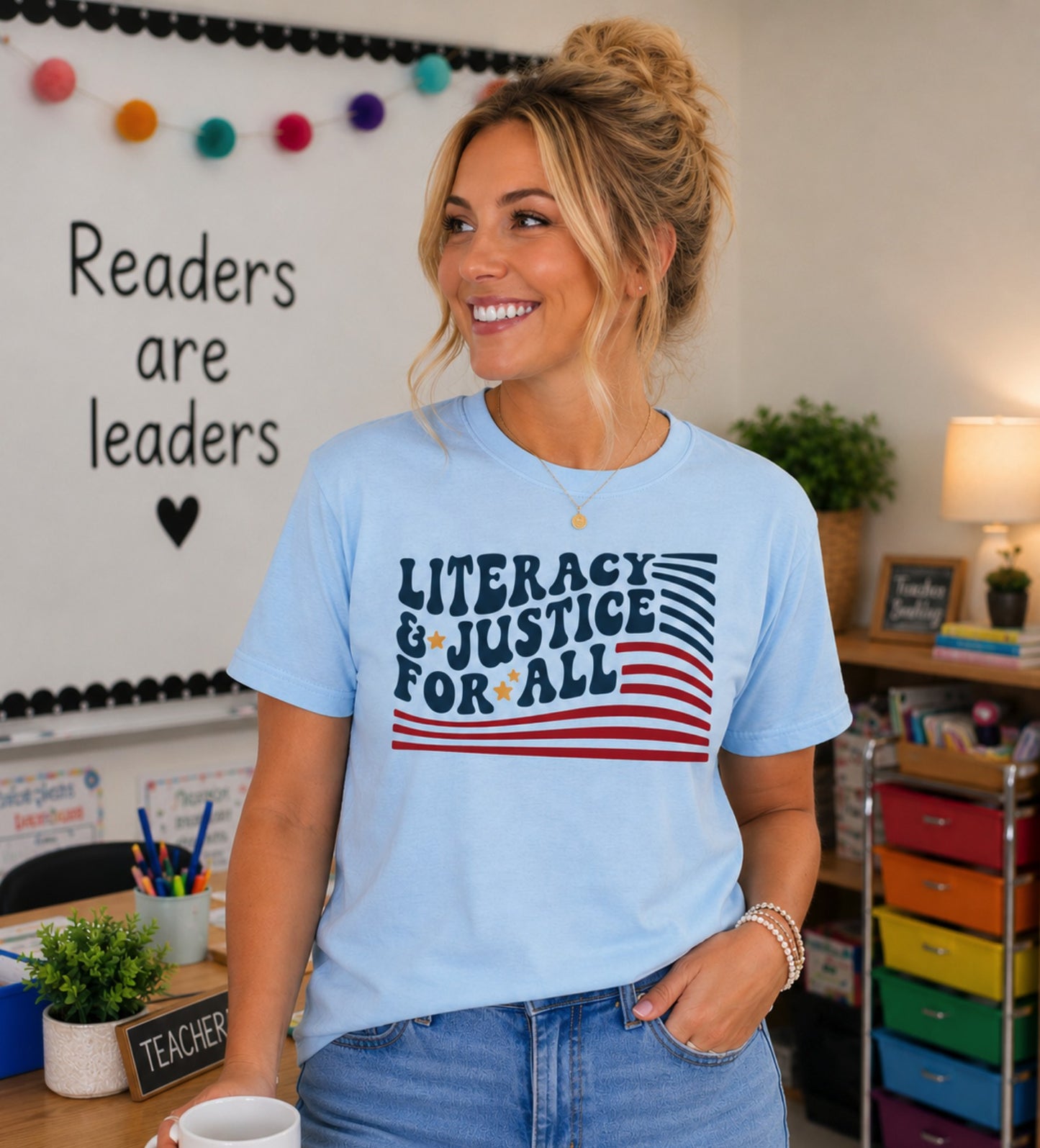 Literacy & Justice for All Flag Tee