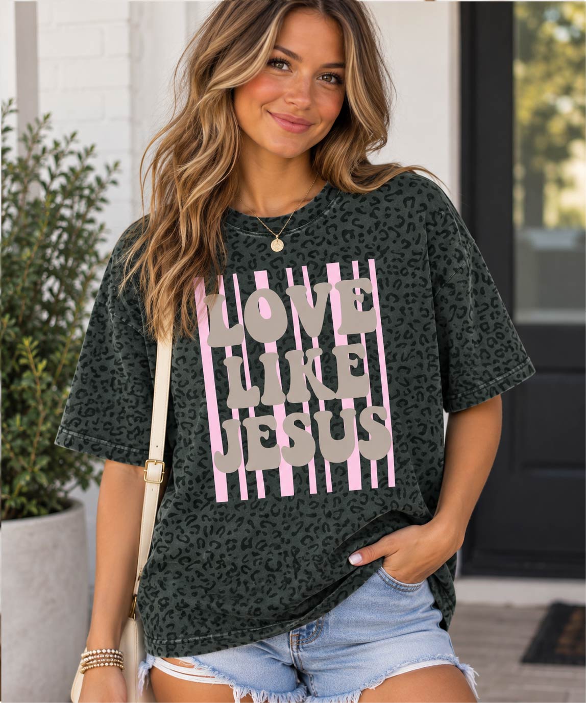 Love Like Jesus Leopard Tee