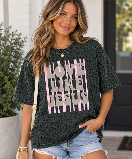 Love Like Jesus Leopard Tee