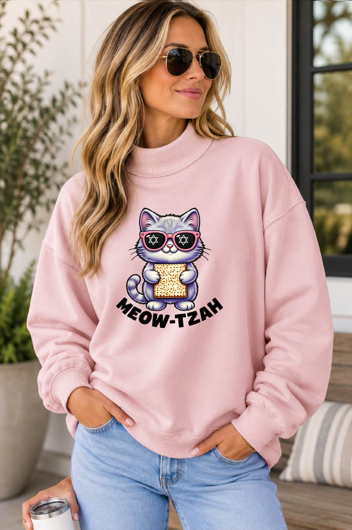 Meow-Tzah Passover Cat Mock Neck