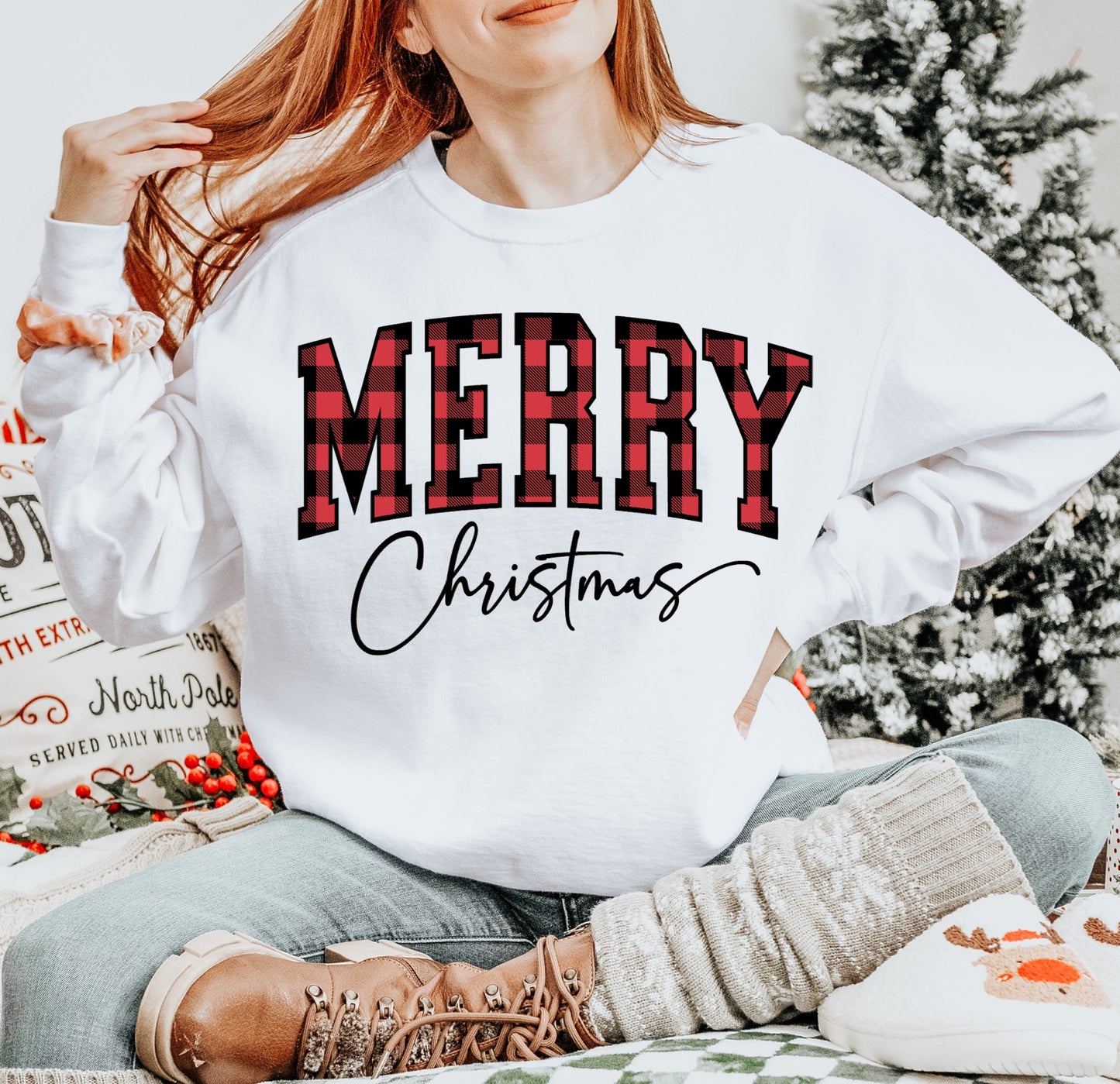 Merry Christmas Plaid Sweatshirt