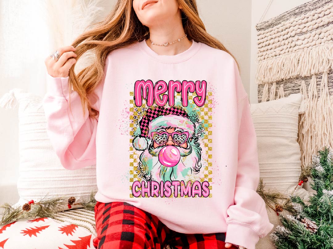 Merry & Pink Bubblegum Santa Sweatshirt