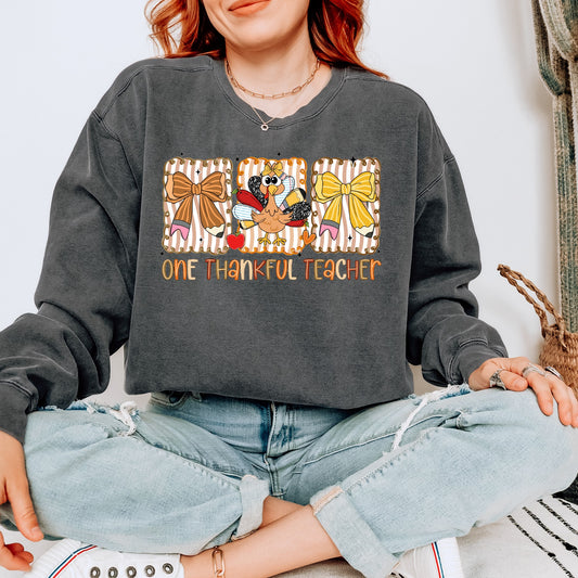 One Thankful Teacher Comfort Colors Sweatshirt