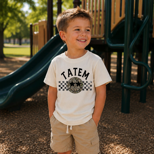 Personalized Camo Smiley Face Tee
