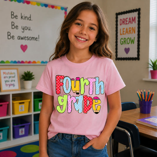 Preppy Girl Fourth Grade Pencil Tee