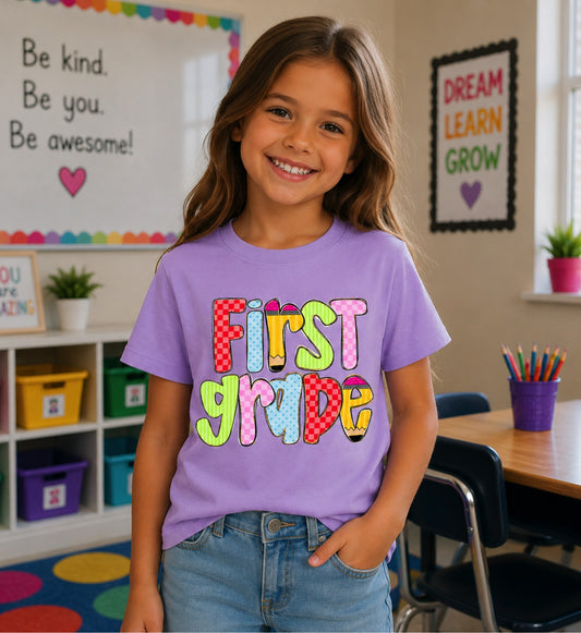 Preppy Girl First Grade Pencil Tee