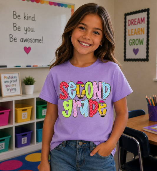 Preppy Girl Second Grade Pencil Tee